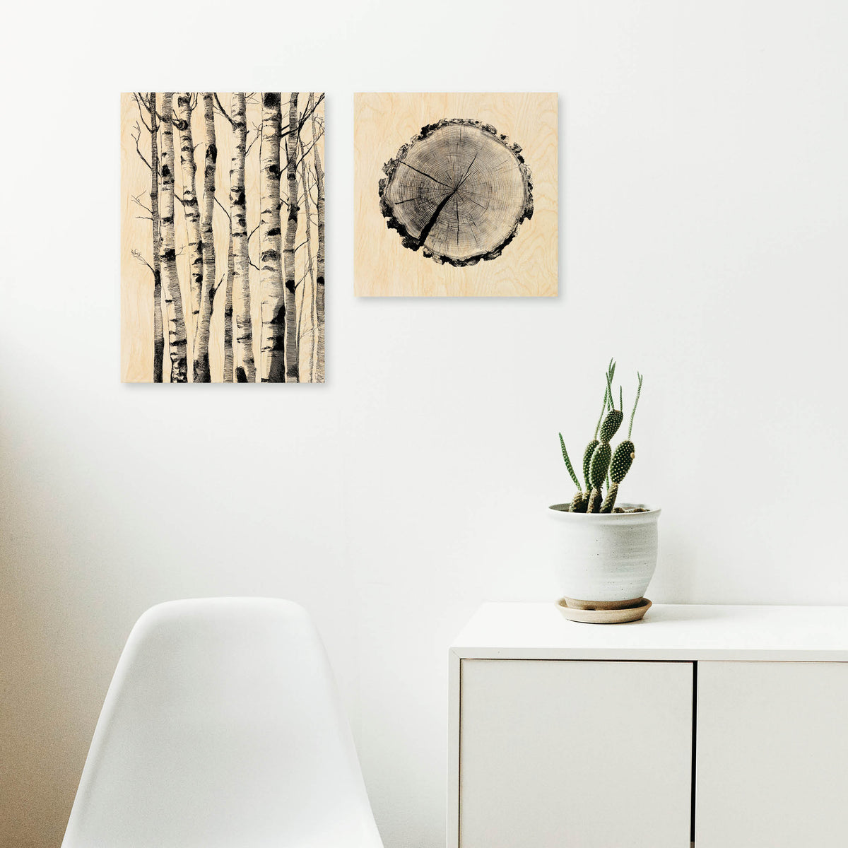 Birch Trunks - Wood Print