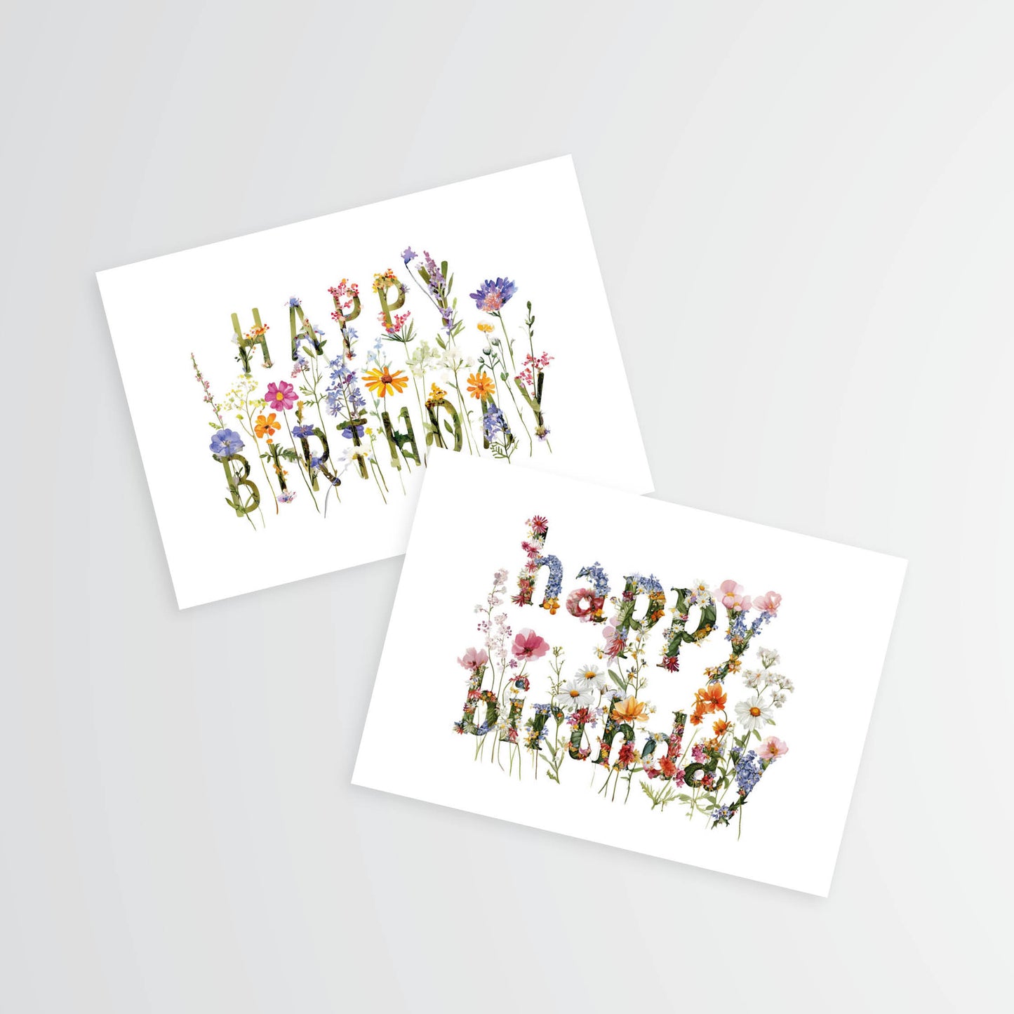 Birthday Card Set 2 - Flowers - 4 cards