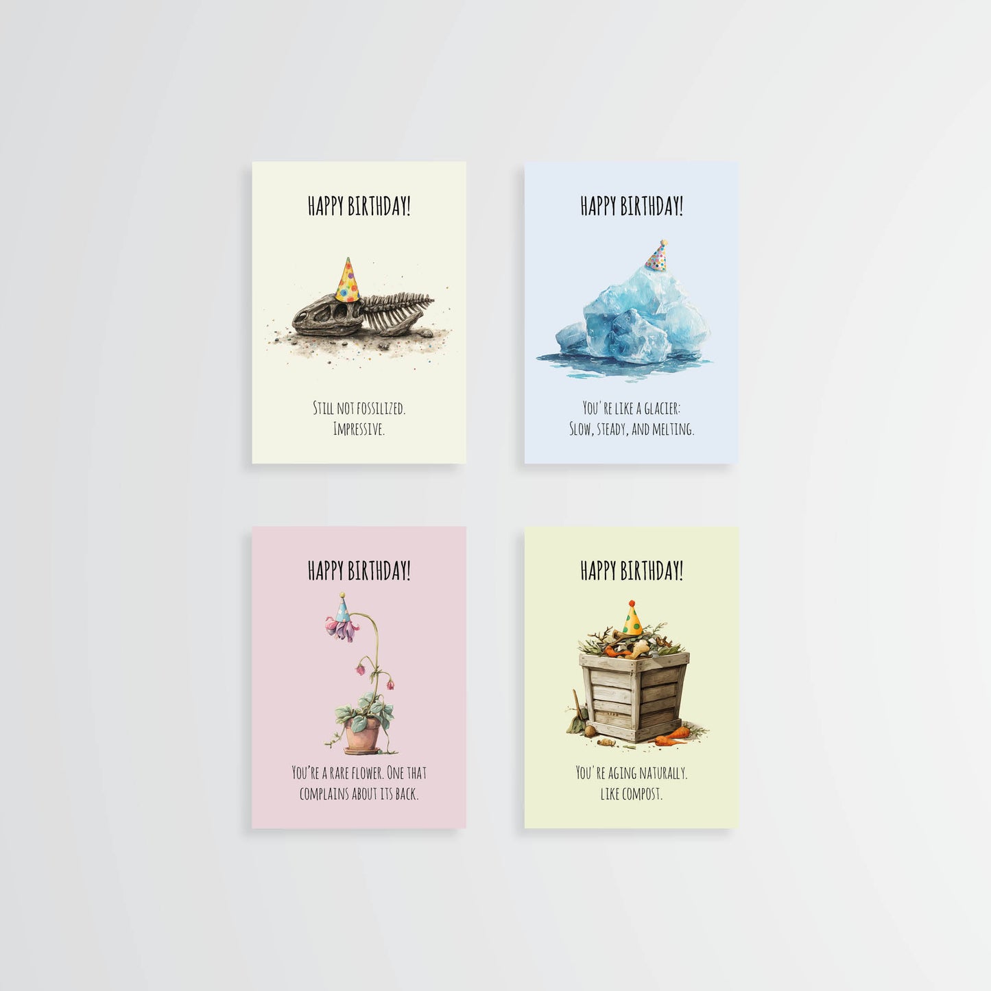 Birthday Card Set 1 - Mildly Offensive - 4 cards