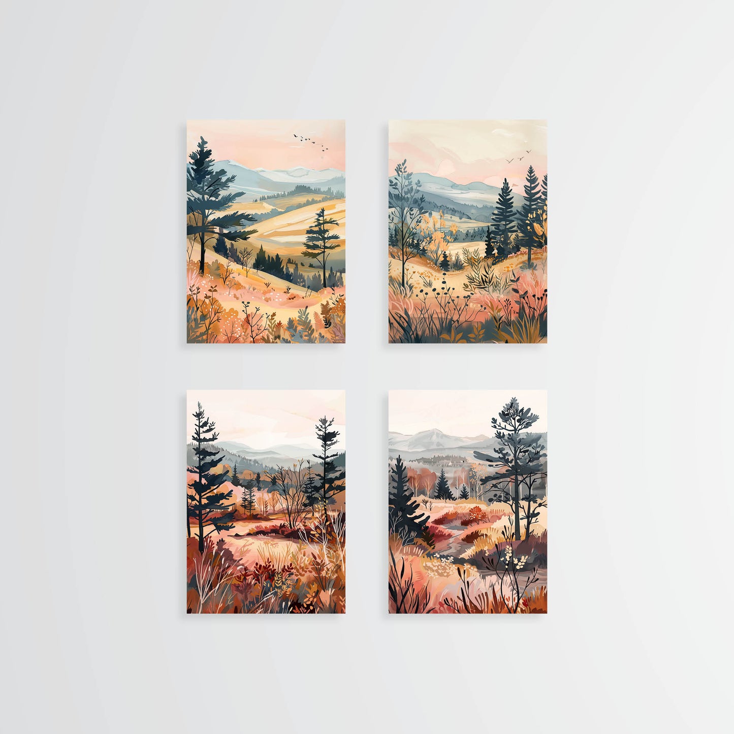 Card Set 3 - Autumn Fields - 4 cards