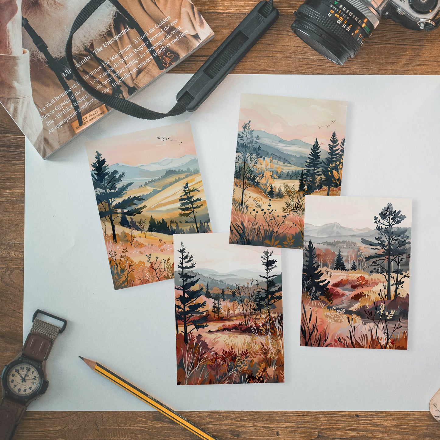 Card Set 3 - Autumn Fields - 4 cards