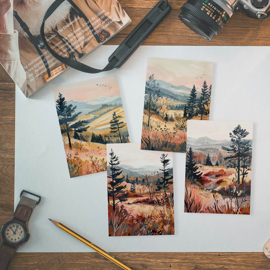 Card Set 3 - Autumn Fields - 4 cards